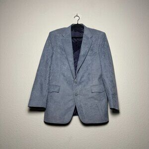 VTG Pagano West PARKERS Suede Blazer Men 44L Blue Rockabilly Embroidered USA 80s